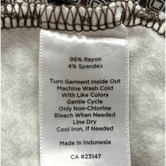 Talbots Brown&White Geometric Business Casual Office Chic Faux Wrap Top Sz Large - Picture 5 of 6